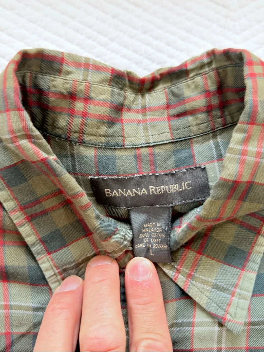 Banana Republic Men's Plaid Button-Down Shirt in Olive, Brown & Rust